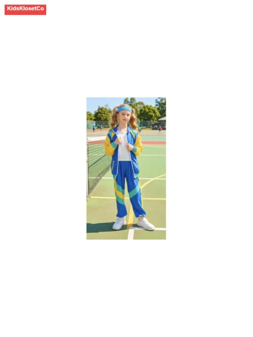 Boys 80s Tracksuit Kids Hip Hop Costume Retro Dance Set with Headband